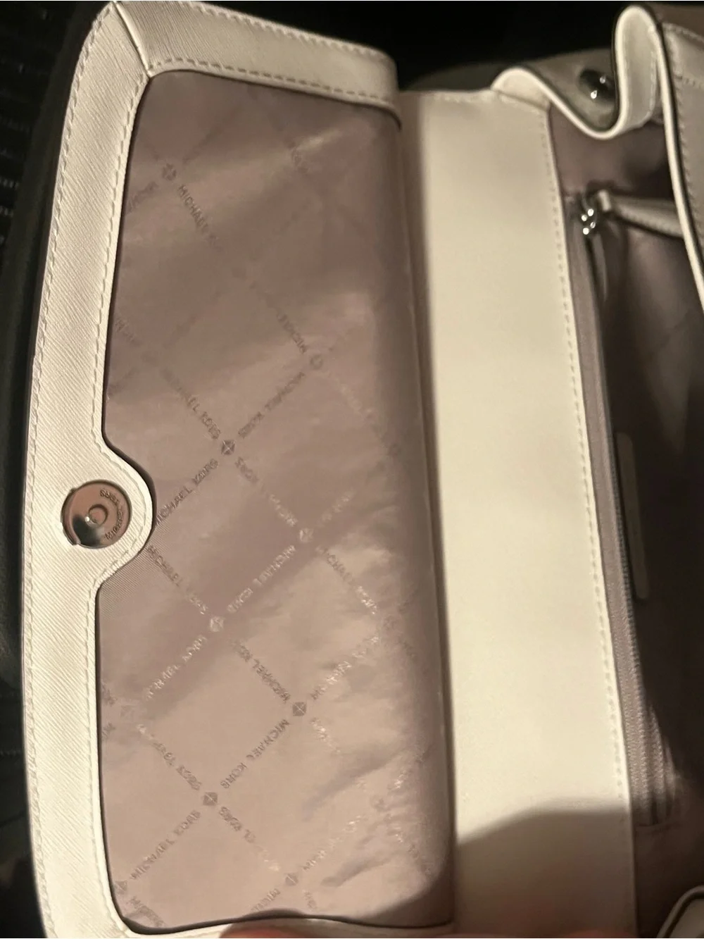 Michael Kors Talia MK Satchel Flap Bag White Saffiano Leather